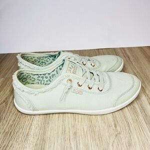Skechers Bobs B Cute Sage Rose Gold Low Top Sneakers Womens 6.5 Distressed Hem
